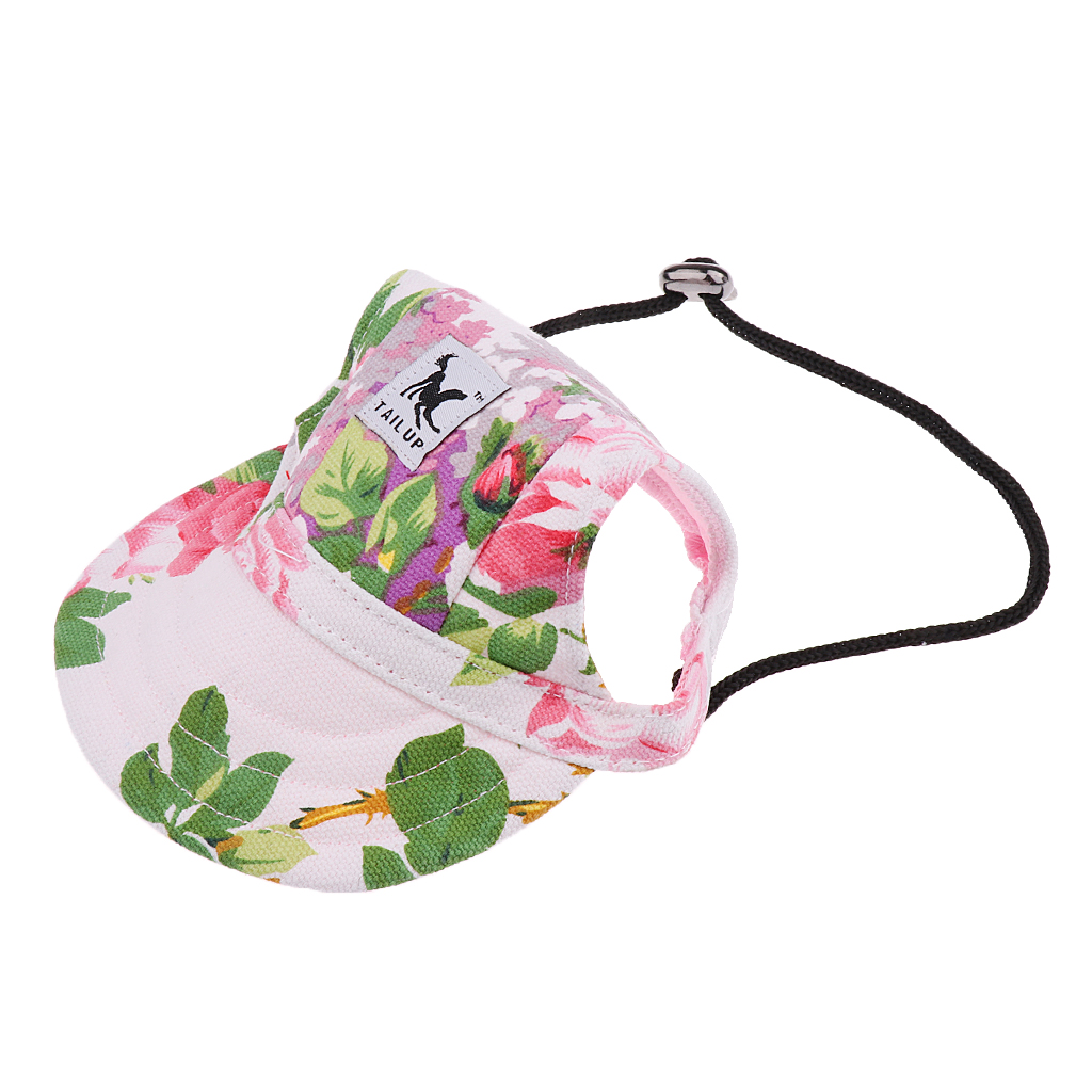 Small Pet Dog Cat Kitten Flower Foral Baseball Hat Strap Cap Sunbonnet M