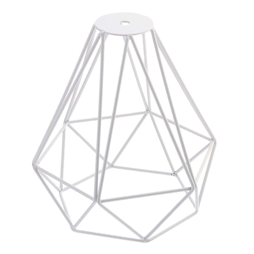 Vintage Metal Diamond Loft Pendant Ceiling Light Lamp Bulb Cage Decor White