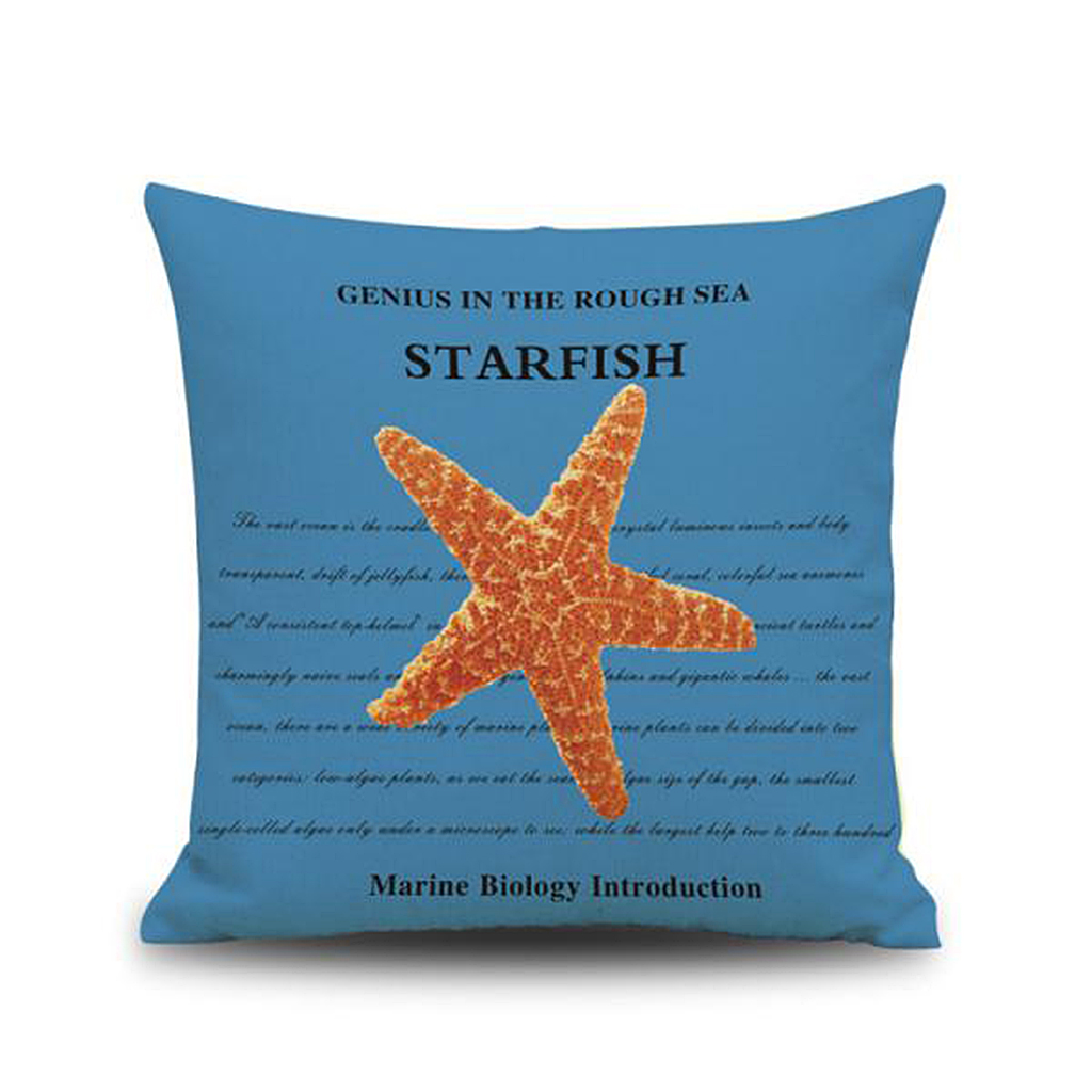 Marine Creature Cotton Linen Pillowcase Sofa Car Back Waist Cushion Cover 1