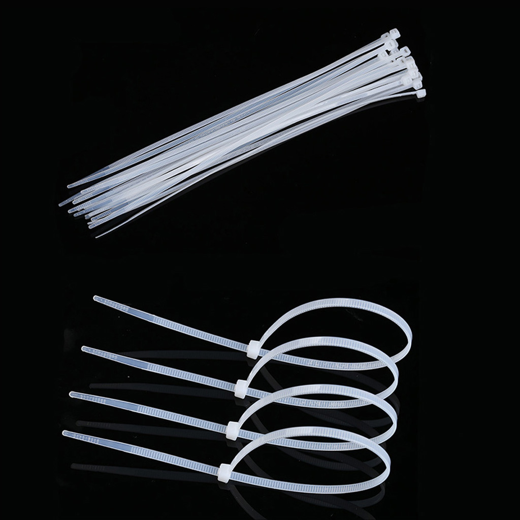 100pcs Self-locking Nylon Cable Tie Plastic Cord Zip Wire Kit 4x250mm White