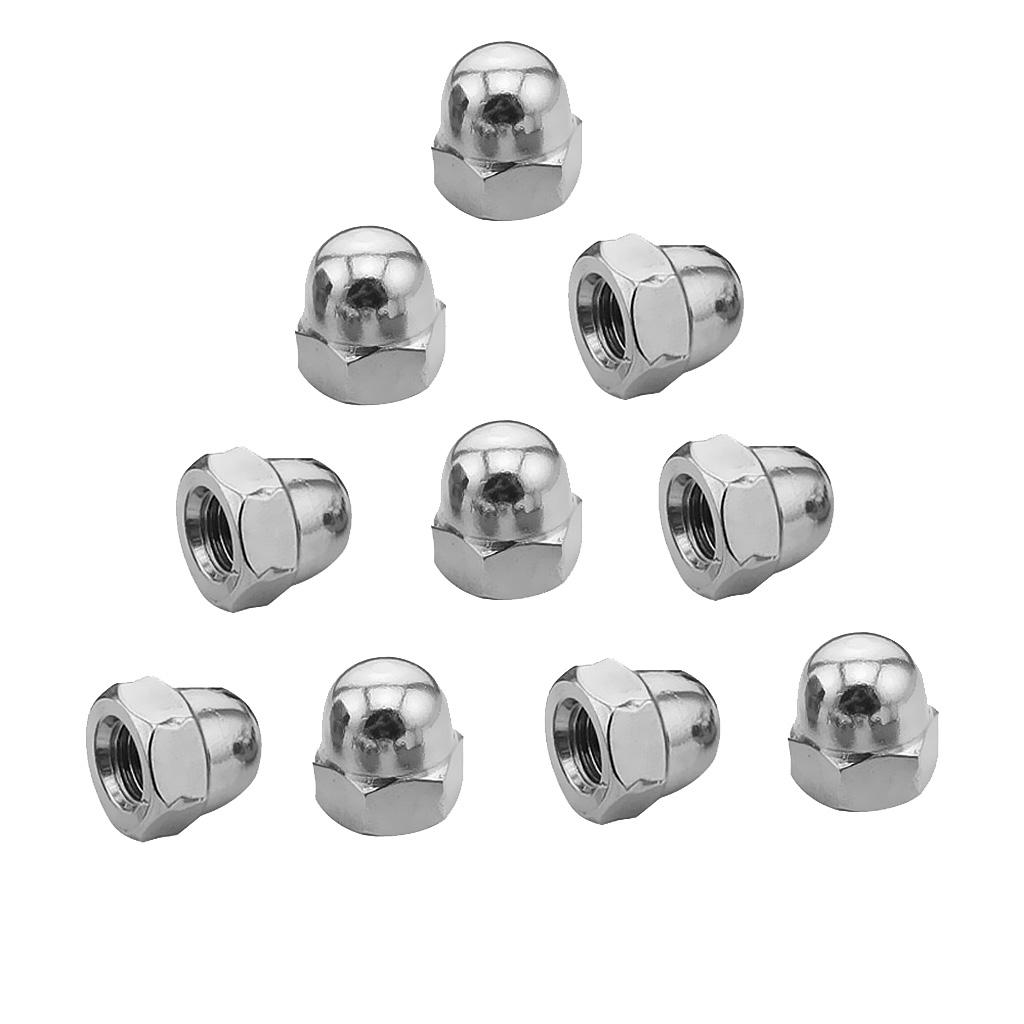 10Pieces Stainless Steel Dome Nuts Hex Cap Nuts for Threads Bolt Screws  M8