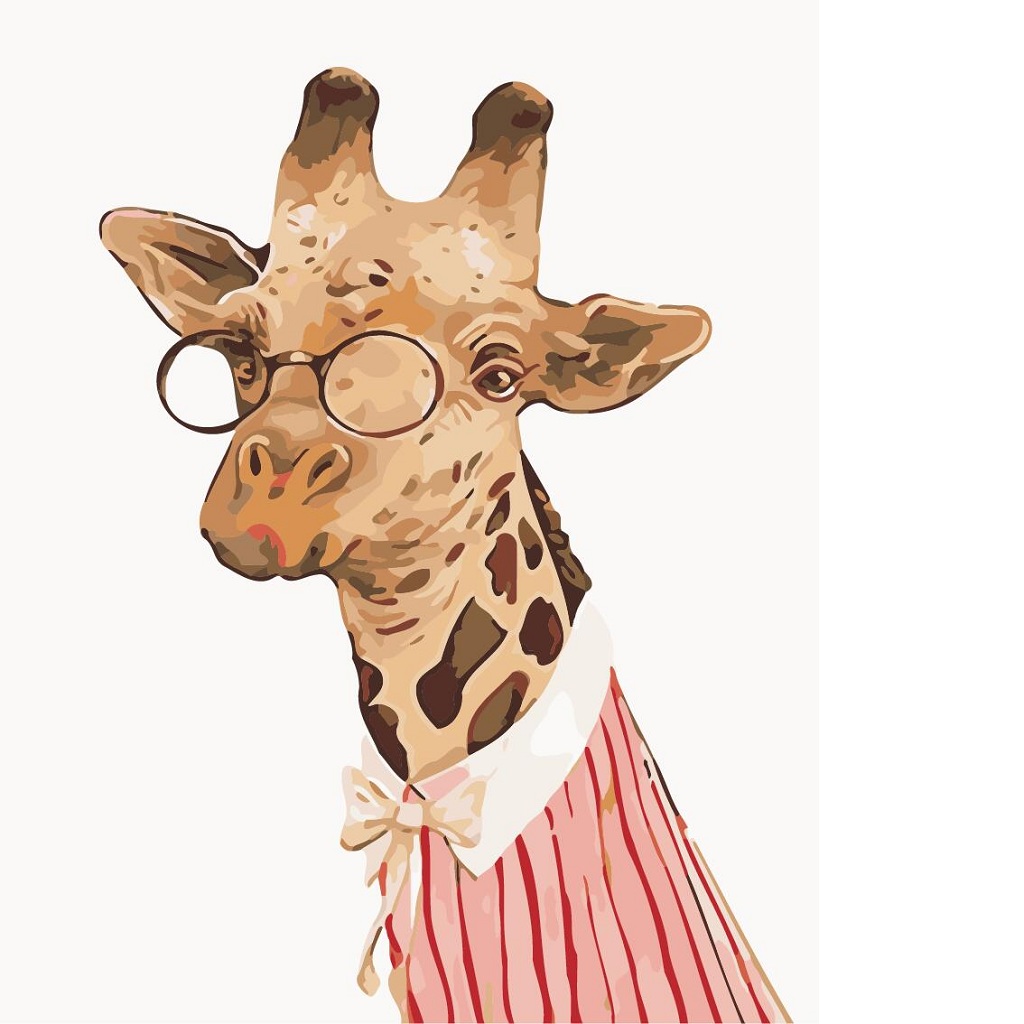  DIY Painting By Numbers Frameless Canvas Picture Giraffe Wear Glasses