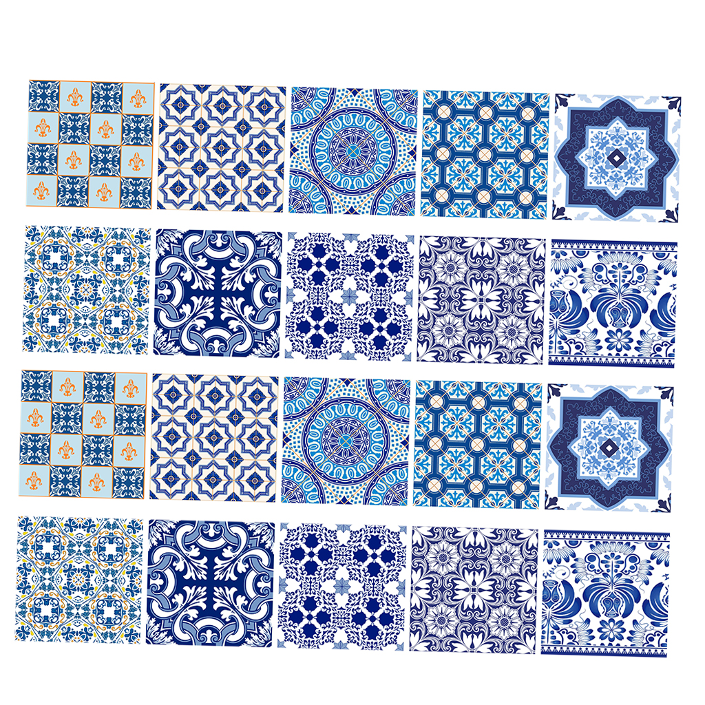 20 Pieces Mosaic Wall Tiles Stickers Kitchen Bathroom Tile Decals #4 20x20cm