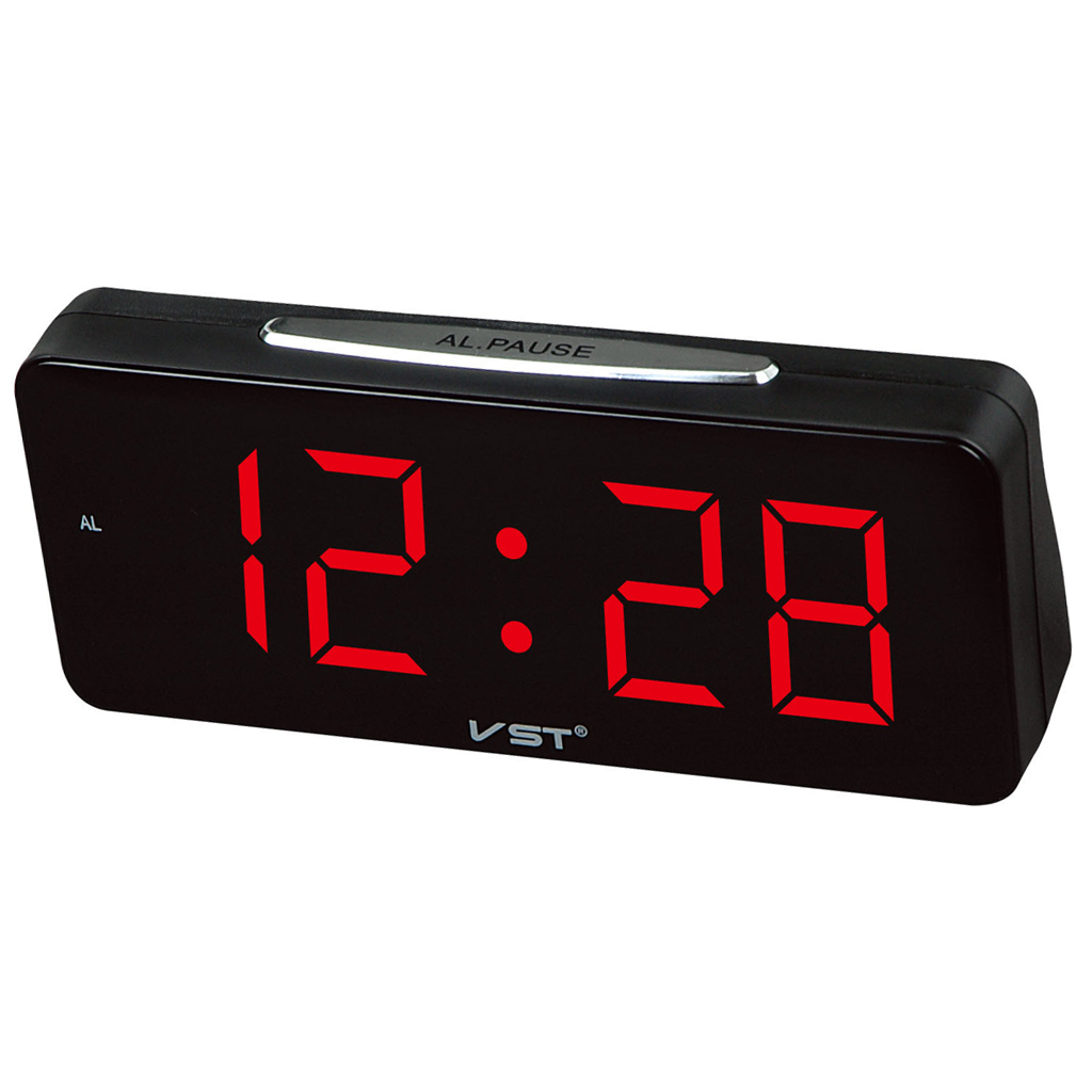 Large LED Display Electronic Desk Clock Digital Alarm Clock EU Plug Red