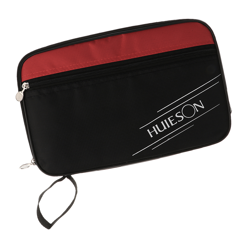 Table Tennis Racket Case Cover Pingpong Paddle Bag with Zipper Red Black