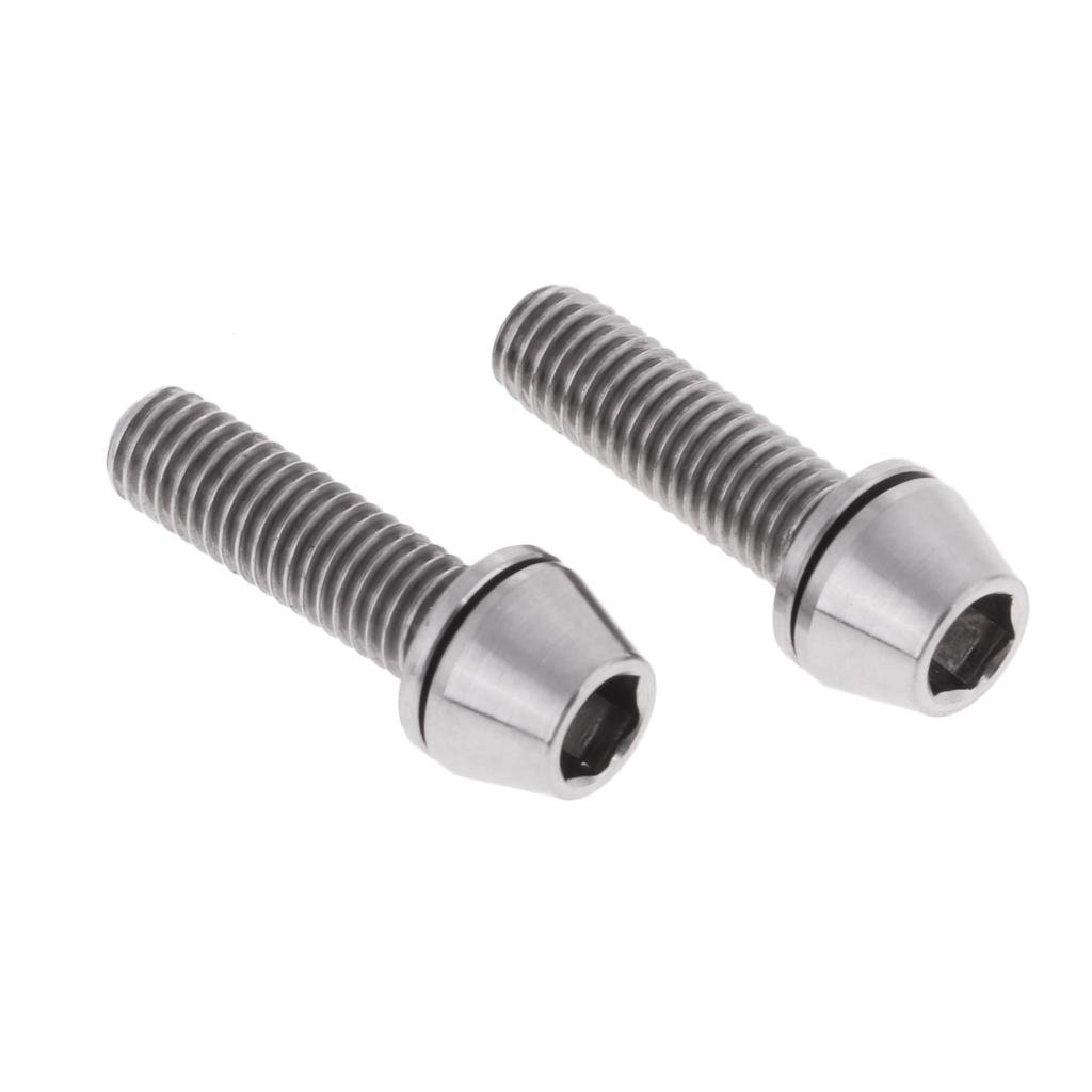 2 Pieces Titanium Alloy Bike Tapered Head Bolt Screws Washer M5x18, Silver