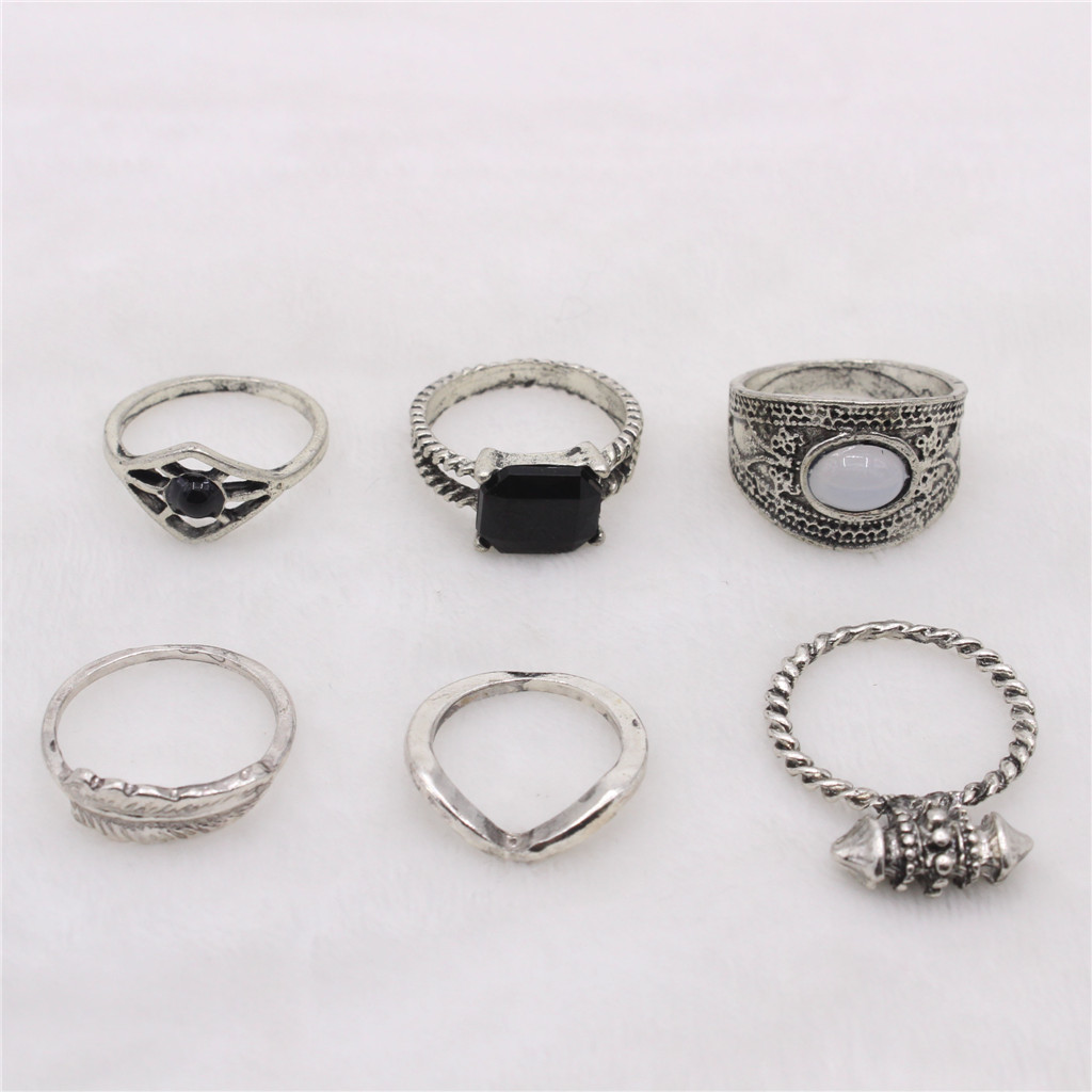 6pcs Vintage Boho Midi Finger Knuckle Rings Stacking Ring Antique Silver