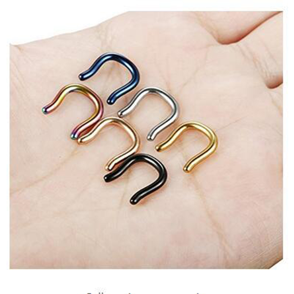 6pcs Colorful Stainless Steel U-Shape Septum Nose Ring Retainer Piercing
