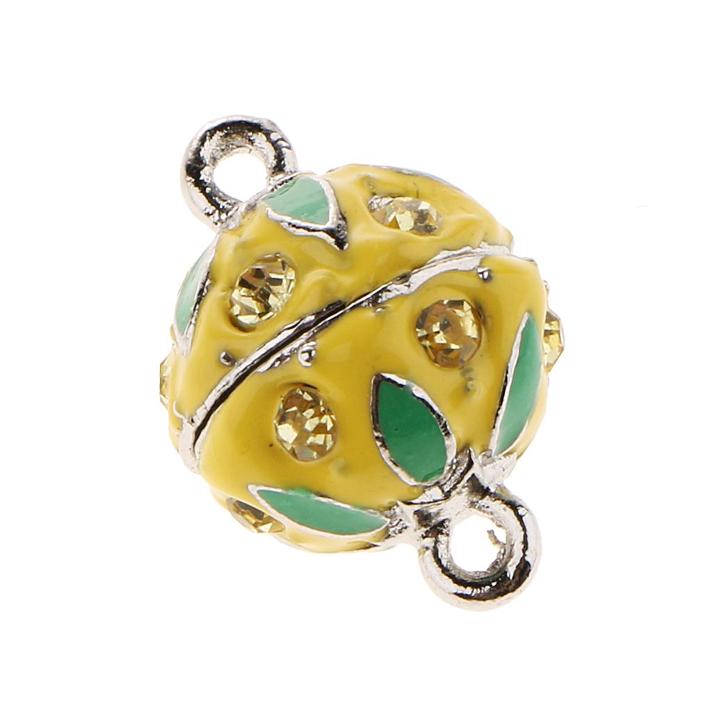 5 Pieces Round Ball Enamel Crystal Magnetic Clasp DIY Jewelry Clasp Yellow