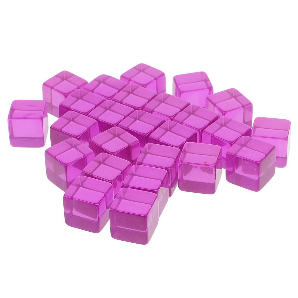 25 Pieces D6 Six Sided Transparent Blank Dices Board Game Transparent Purple
