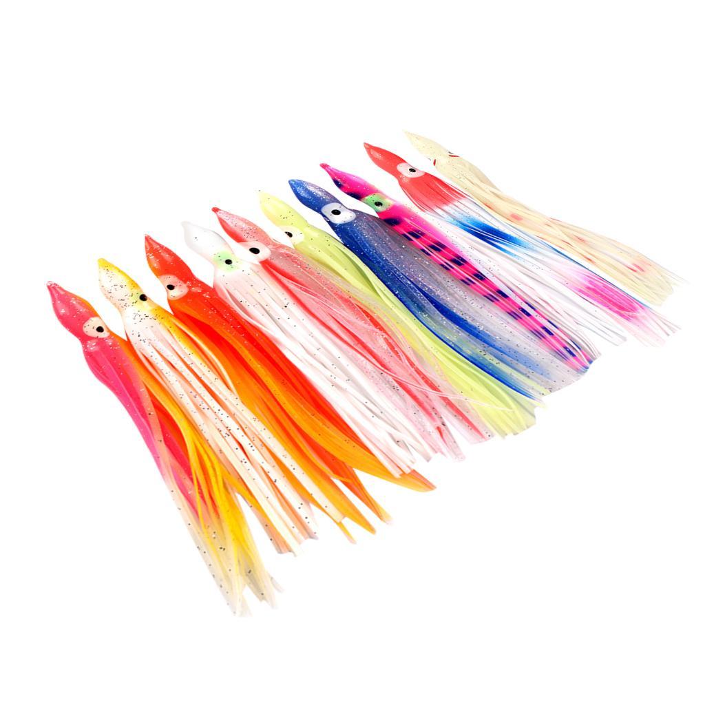 10x Silicone Octopus Squid Skirts Lures Saltwater Trolling Fishing Lures