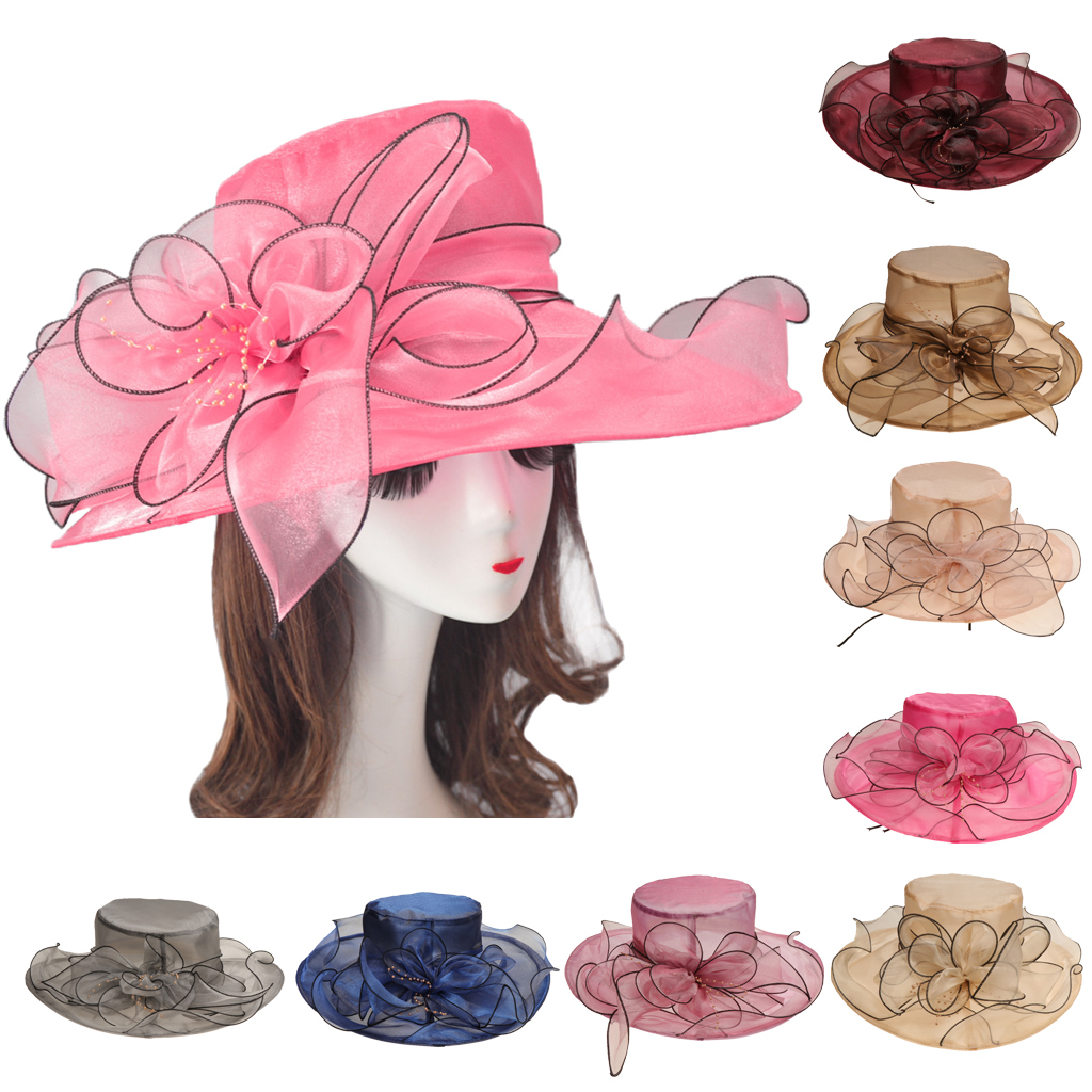 Vintage Femmes Kentucky Derby Pliable Chapeau Soleil mariage Tea Party église Cap