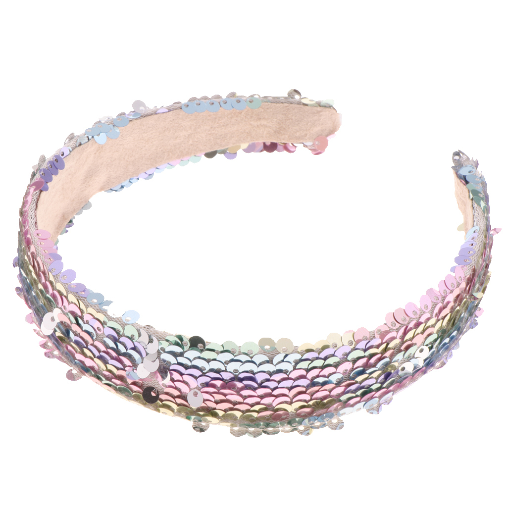 Women/'s Sequins Wide Reversible Headband Sparkly Hair Hoop Band Headwrap