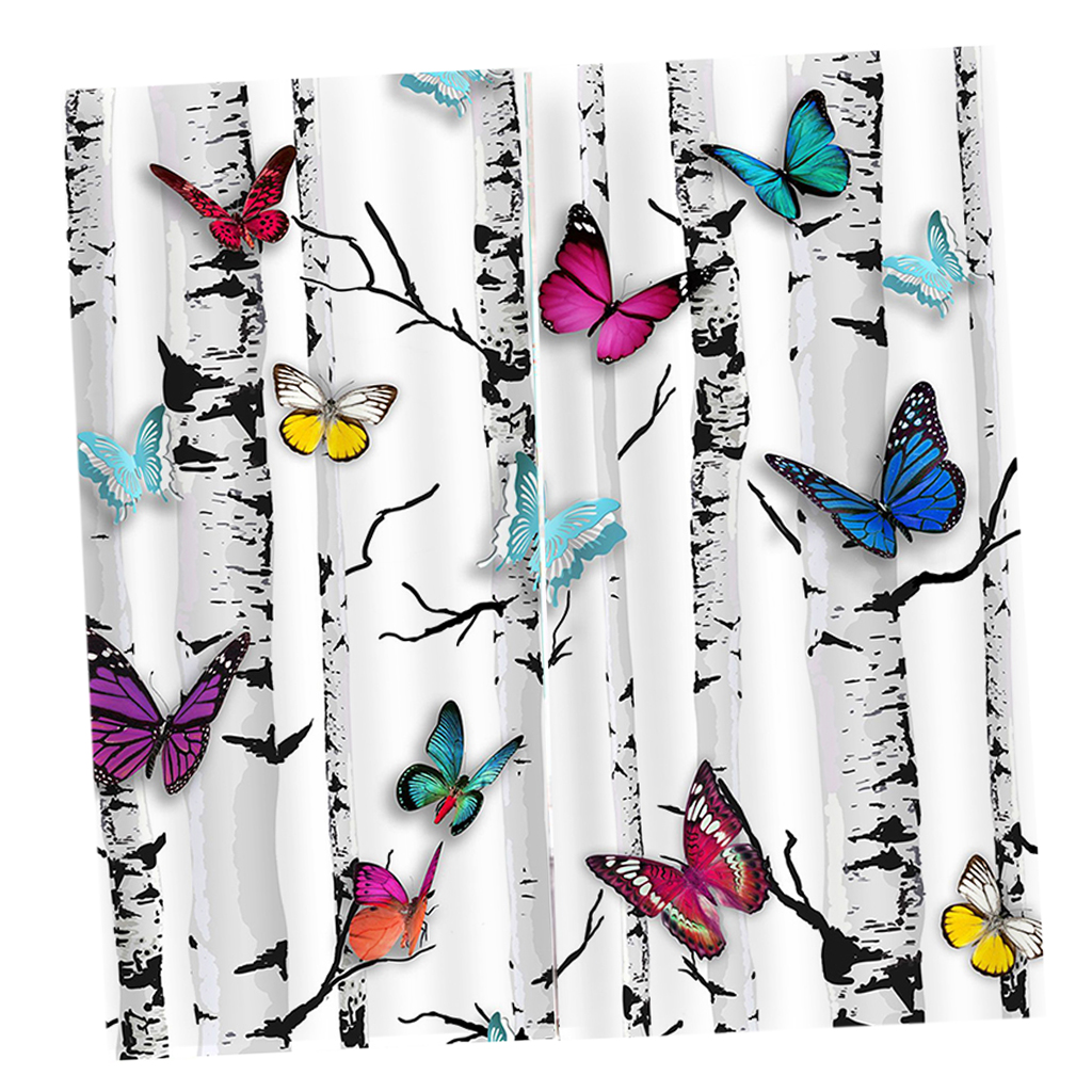 Set of 2 Panel Digital Photo Printing Blackout 3D Curtains Butterfly