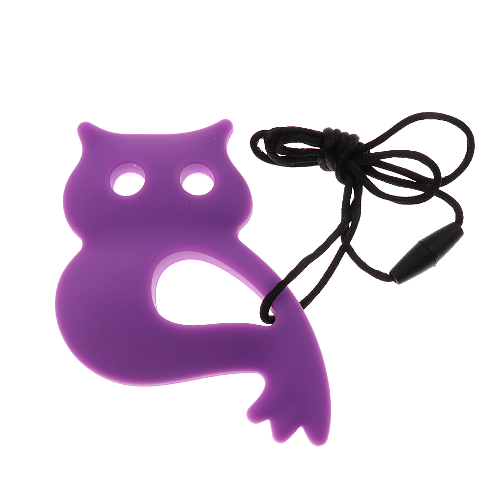 Silicone Teething Pacifier Pendant Soother Teether for Baby Purple Owl