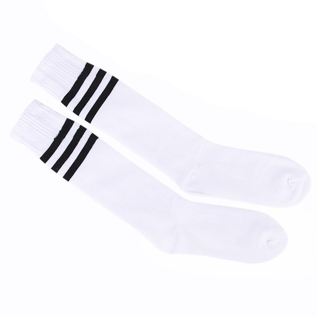 Black Stripe on White Knee High Athletic Soccer Sports Tube Sock 
