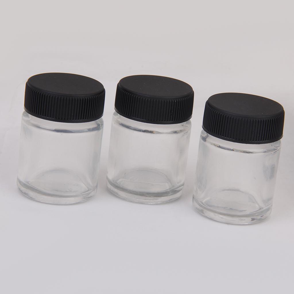 10 x 22cc Airbrush Glass Bottles Blank Jars Pots Lid Paint Cups