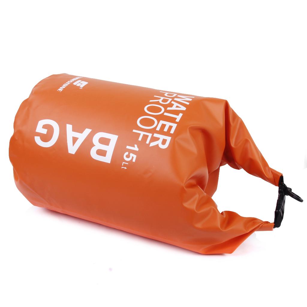 15L Waterproof Dry Bag Pouch for Camping Boating Fishing Rafting Orange