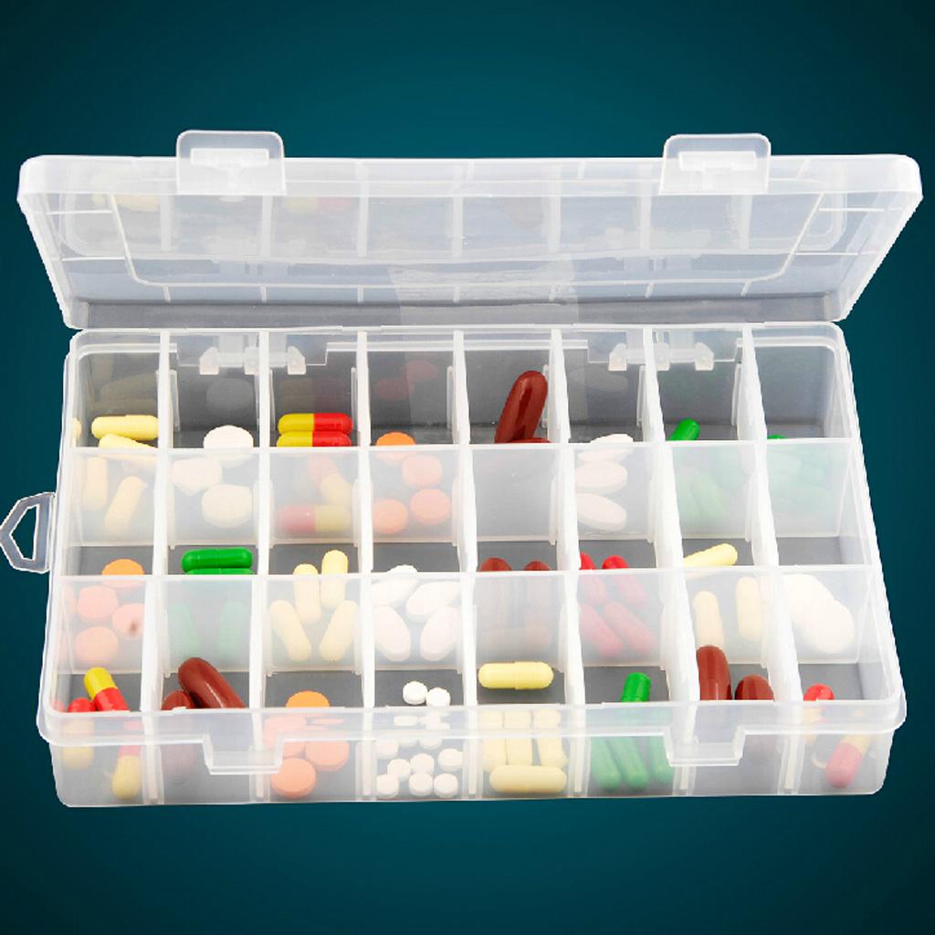 Plastic Storage Box Adjustable Jewelry Craft Bin Tool Case 24 Compartments