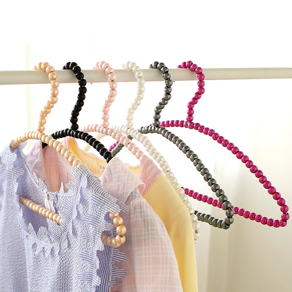 White Plastic Pearl Bow Clothes Hangers Hook Rack for Adults 39cm