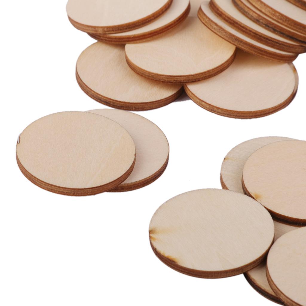  3mm thick Round Wooden Embellishments for DIY Crafts 50pcs 30mm   