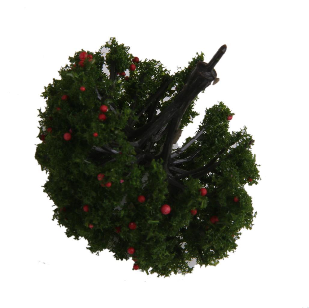 20pcs Model Trees with Red Fruits for Railroad Scenery 1:100 