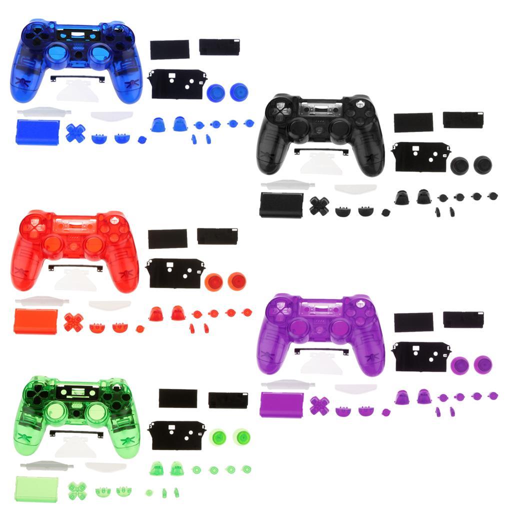 Clear Blue Full Shell Mod Kit Replacement for PS4 Controller