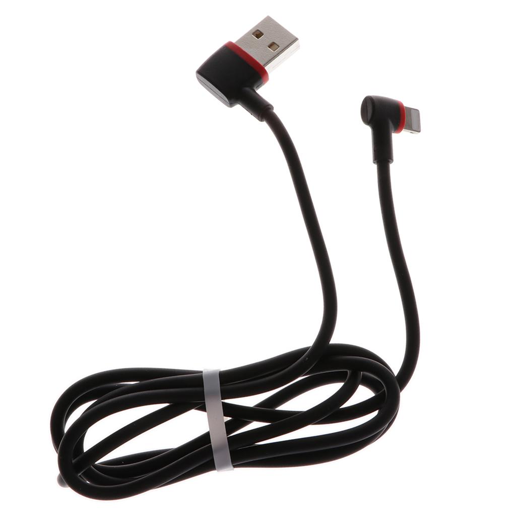 3.28ft 90 Degree Data Cord Line 5V 2.1A USB Charging Cable for iPhone Black