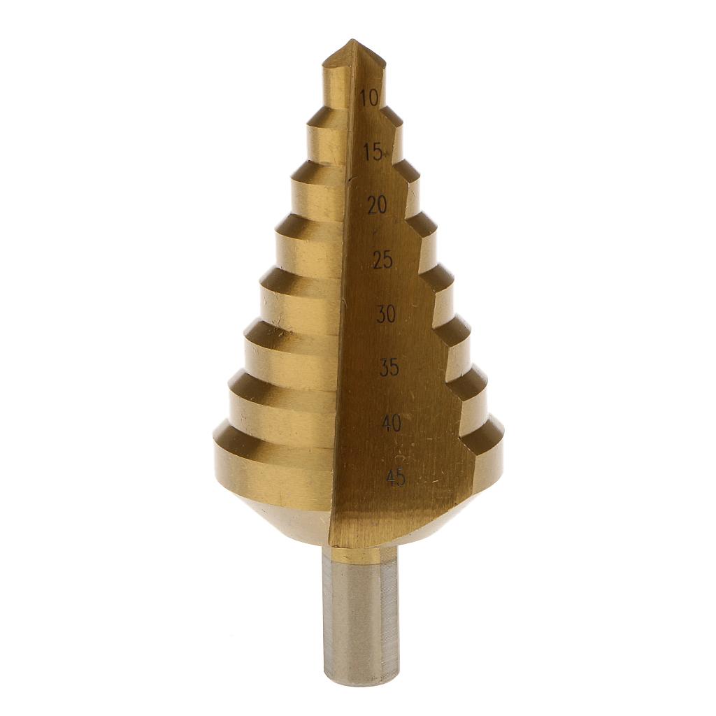 Straight Shank HSS Step Cone Drill Titanium Bit Hole Cutter 10-45mm