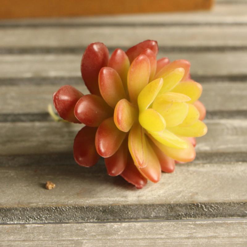 Artificial Succulent Real Touch Stone Lotus Flower Foliage Plant Yellow Red