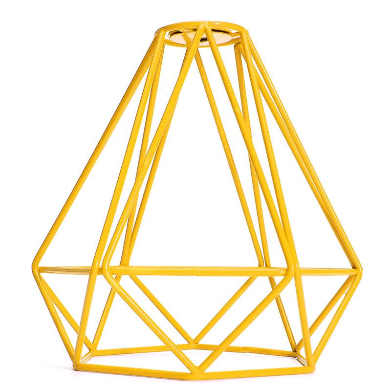 Vintage Metal Diamond Loft Pendant Ceiling Light Lamp Bulb Cage Decor Yellow