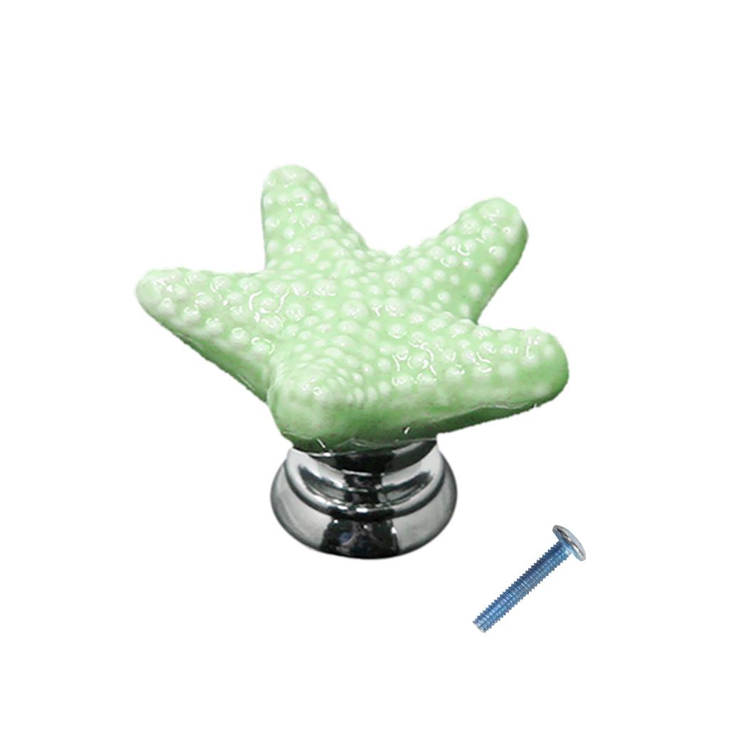 Creative Starfish Door Knob Cabinet Furniture Drawer Pull Handle-Green