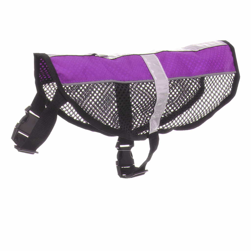 Reflective Mesh Dog Chest Harness Strap Training Walk Collar Vest Purple L