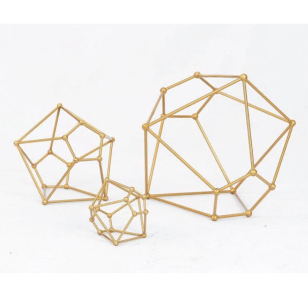 3D Geometric Diamond Candle Holder Tealight Candlestick Desktop Ornament S_Golden