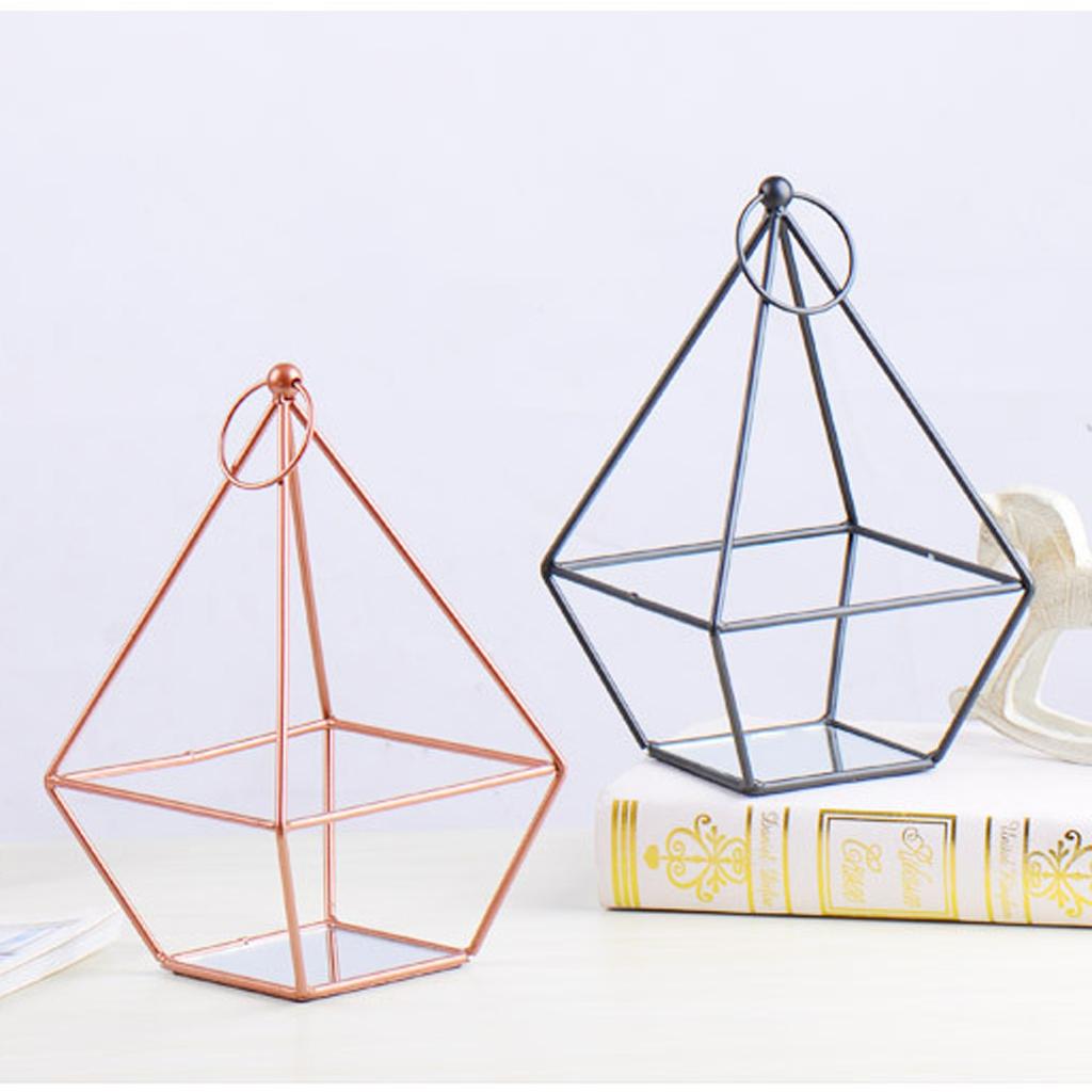 3D Geometric Candle Holder Tealight Candlestic Table Ornament 4# Black