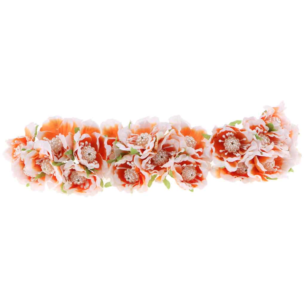 60pcs DIY Pearl Jewelry Garland Flowers Hanging Floral Wall Orange