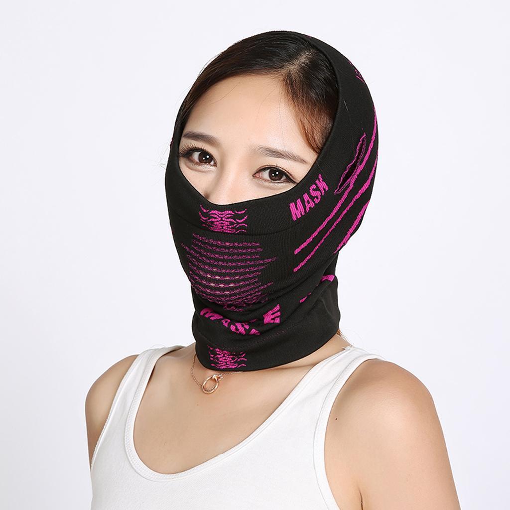 Half Face Mask Winter Neck Warmer for Ski Motorcycle Cycling Black + Pink