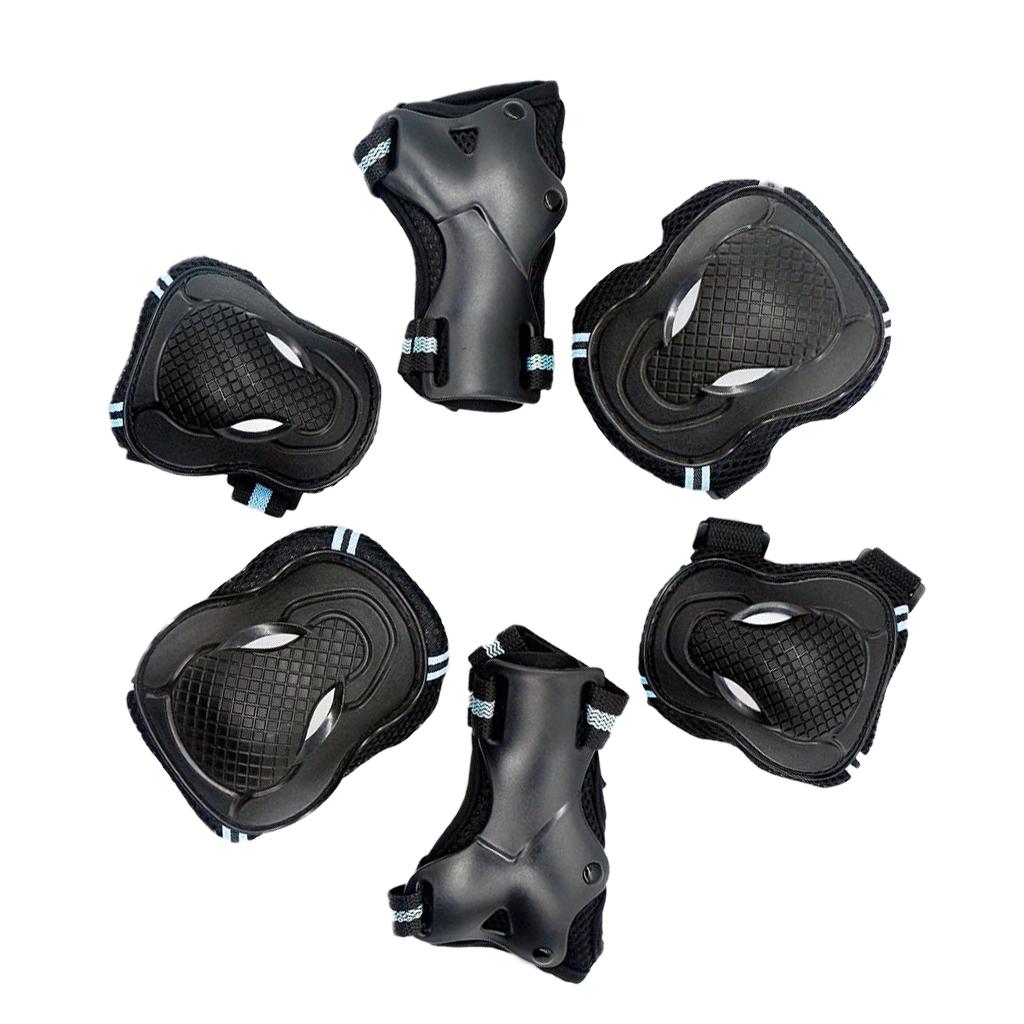 Safe Outdoor Skating Protective Knee Hand Elbow Guard Sets M Black and Blue