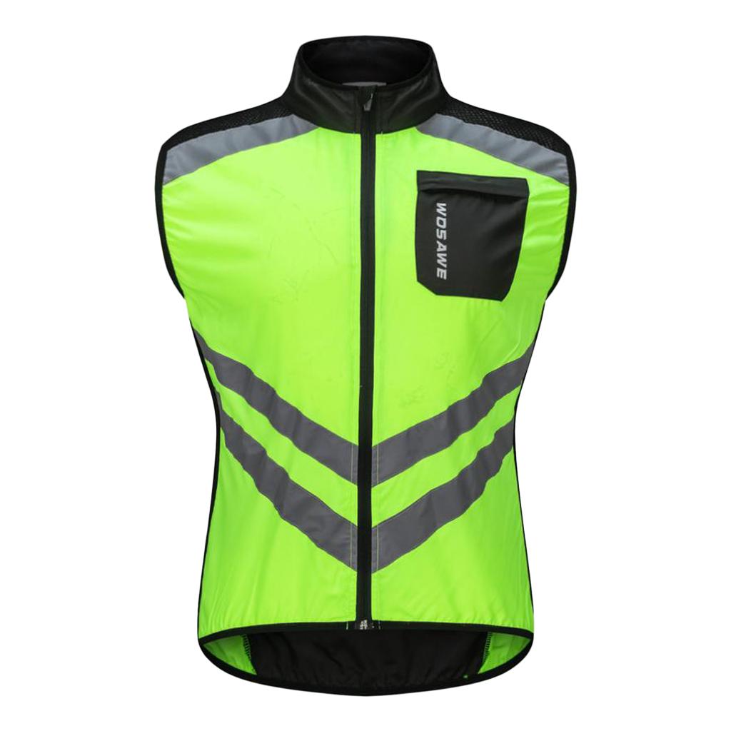 Windproof Cycling Vest Reflective Road Biking Sleeveless Jersey Green L