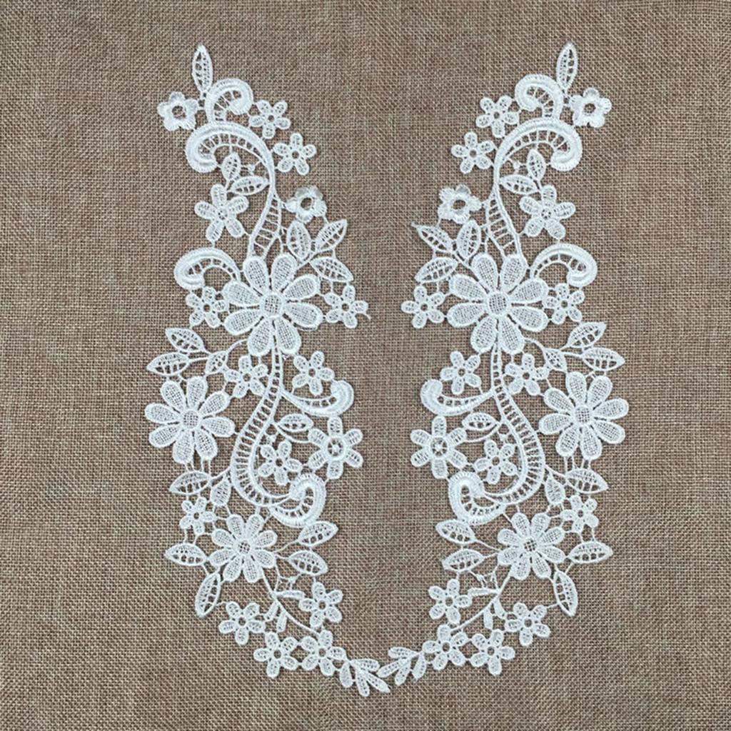 White Floral Lace Applique Embroidered Guipure Wedding Lace Motif Patches