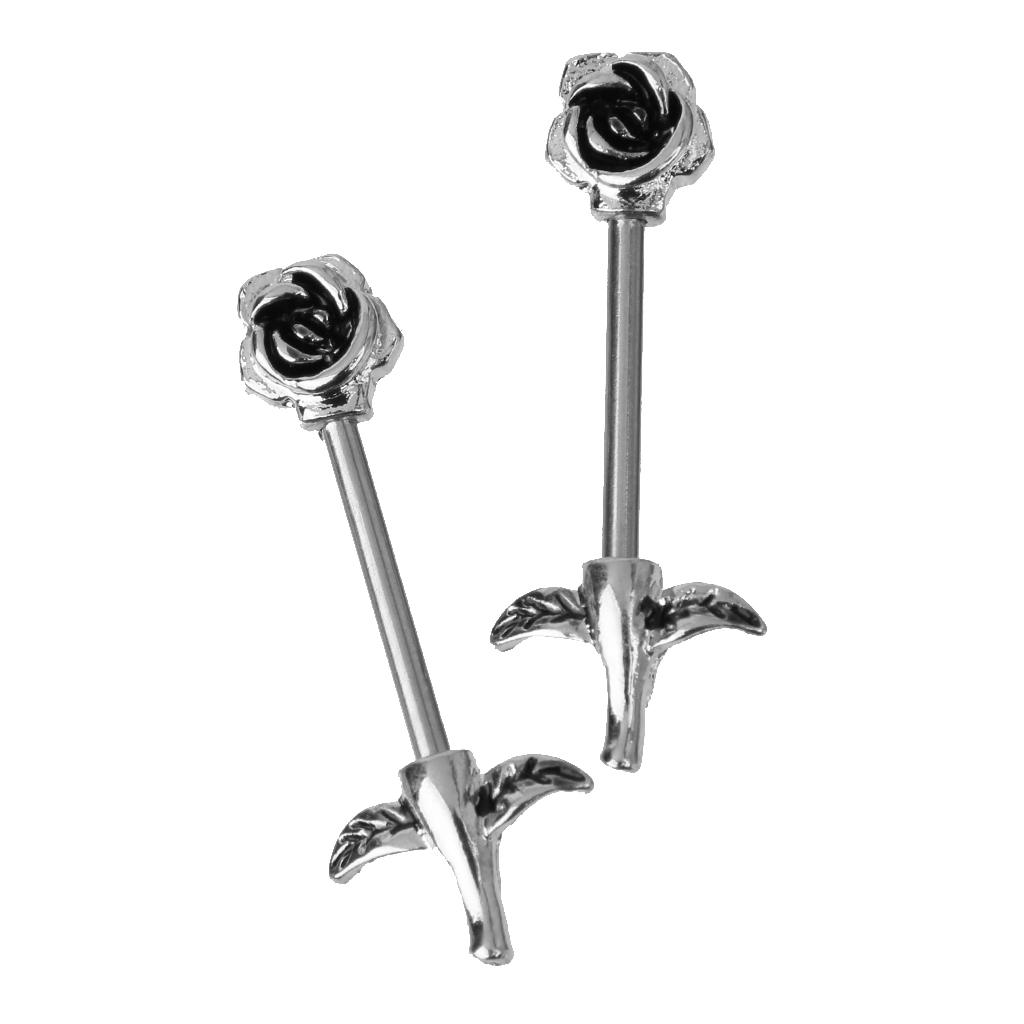 SEXY NIPPLE SHIELD BARBELL MOUNTED ROSE RING SURGICAL STEEL BODY PIERCING 