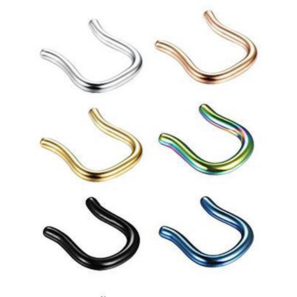6pcs Colorful Stainless Steel U-Shape Septum Nose Ring Retainer Piercing