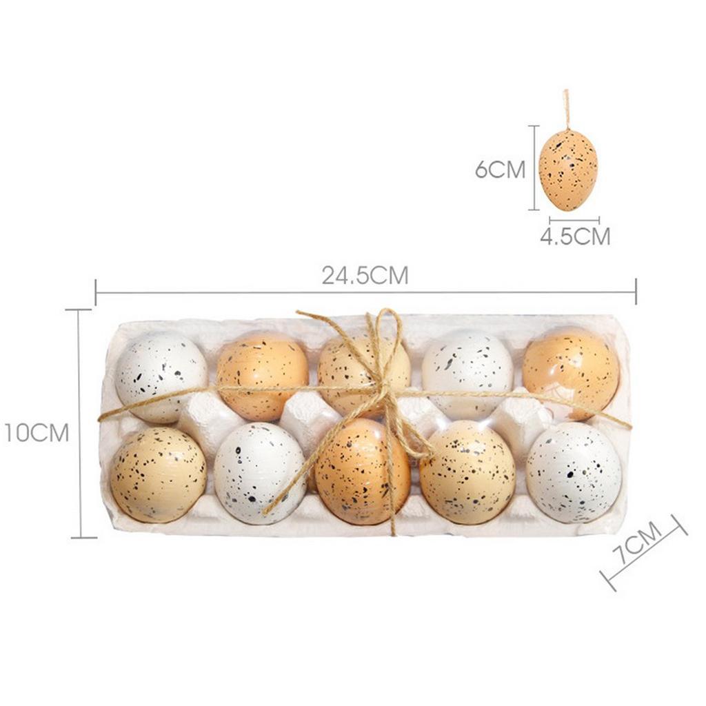 10pcs Easter Egg Ornaments Decorative Hanging Easter Eggs DIY Crafts Decor