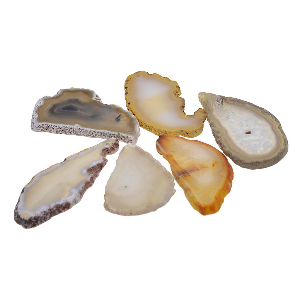 6 Pieces Natural Agate Polished Quartz Crystal Slice Pendant raw gray