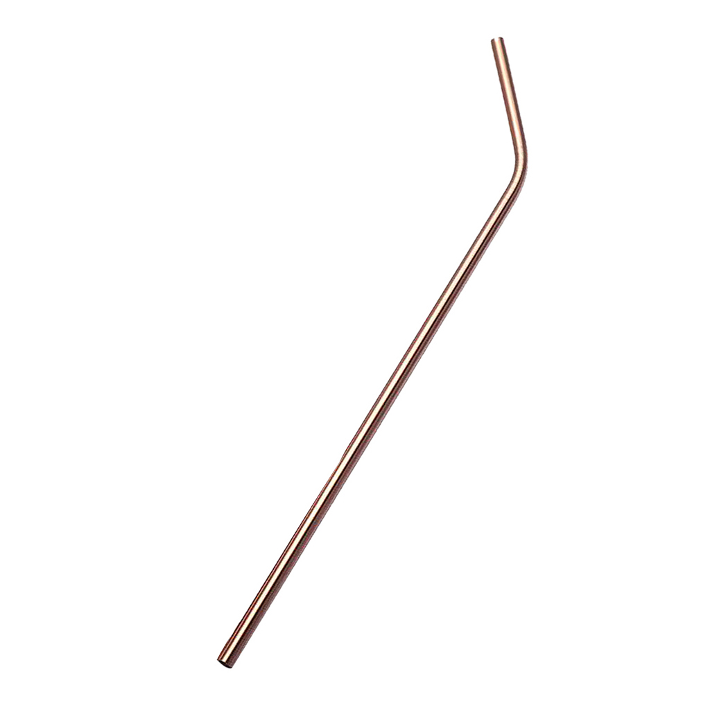 1 Piece Long Bent Stainless Steel Cocktail Drinking Mixing Straw Rose Gold