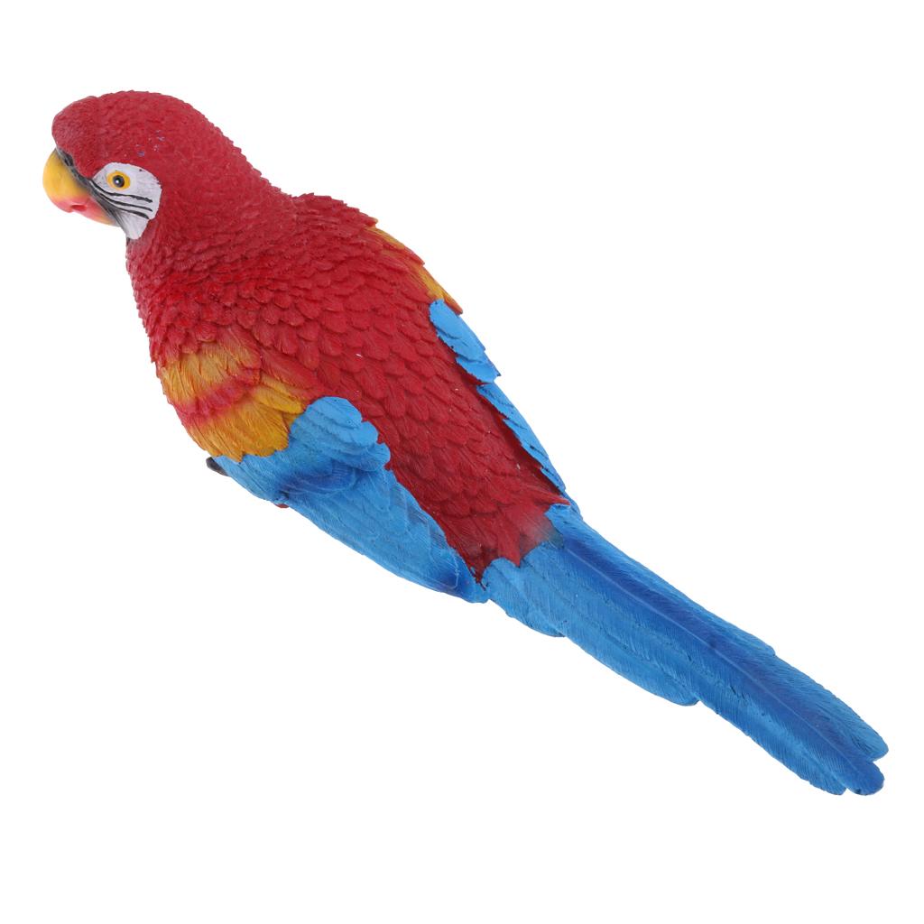 Realistic Parrot Resin Bird Animal Ornament Hanging 29cm Lying Red