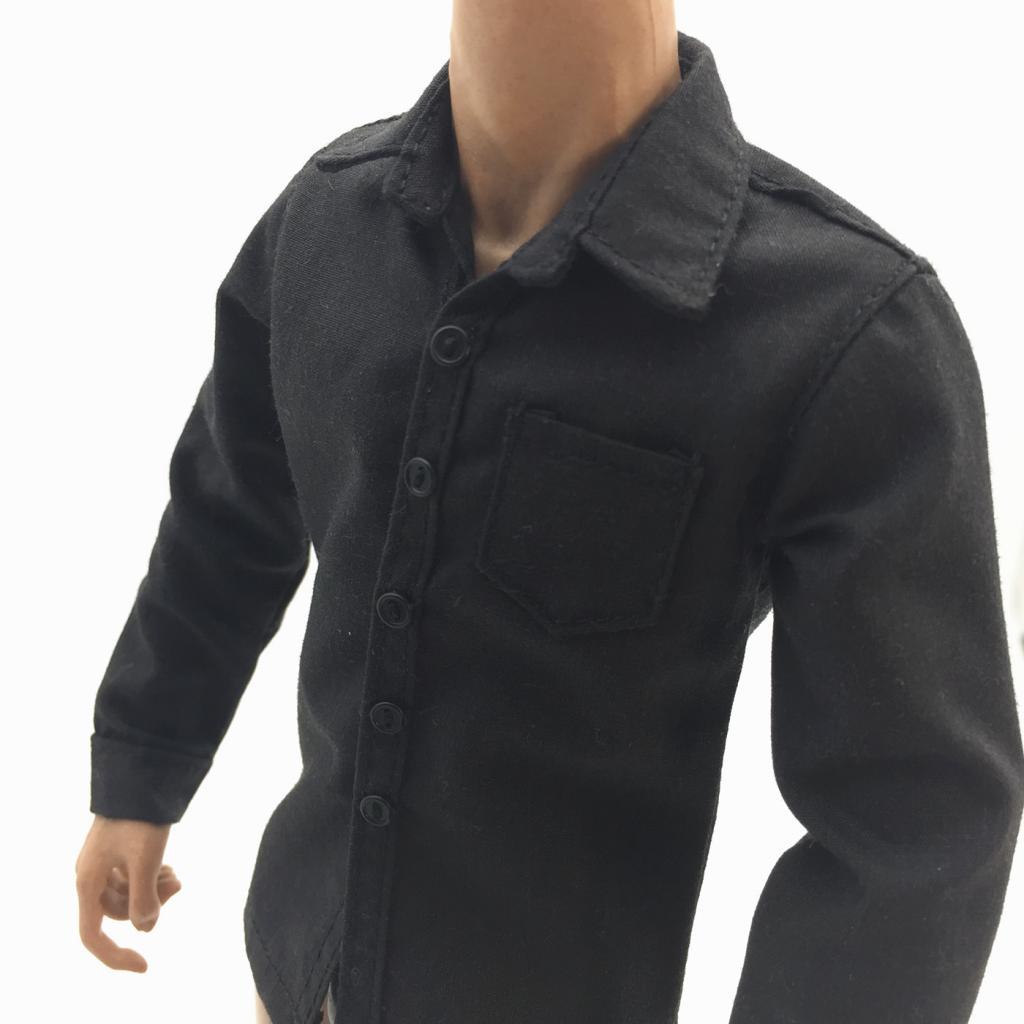 1/6 Scale Men's Shirt Male Clothing for 12'' Soldier Action Figure DIY Black 