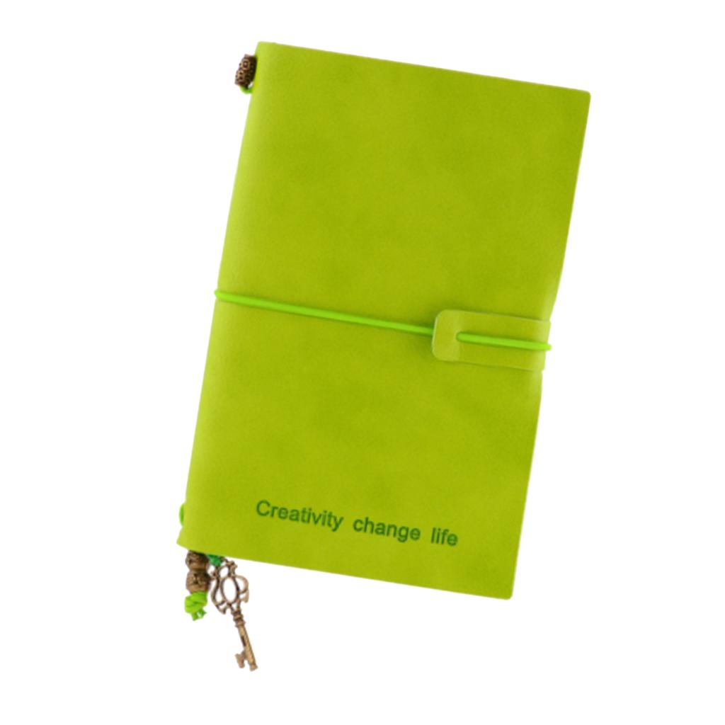 Portable Leather Notebook Blank Page, Travel Journal Diary Notes Green