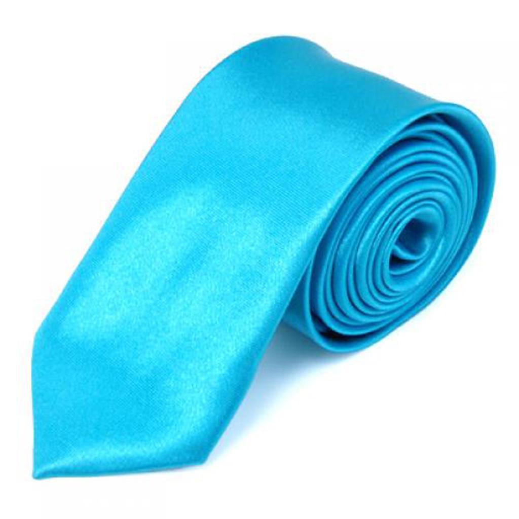 Unisex Casual Necktie Skinny Slim Narrow Neck Tie - Solid Sky Blue