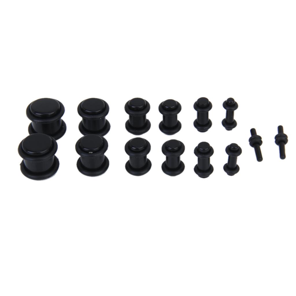 7 Pairs Black Acrylic Ear Tunnels Plugs Ear Stretcher Expanders 00g-12g